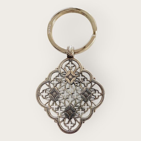 Brighton Silver Tone Keyring Keychain Ornate Filigree Design Crystal Accents - Picture 3 of 4
